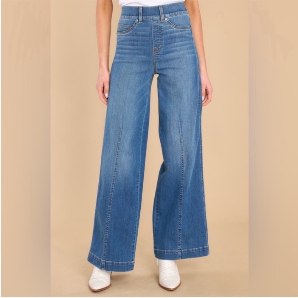 SPANX Blue Wide Leg Flare Jeans